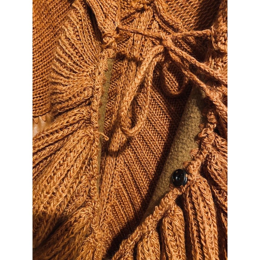 Slonl Ruffle Wool Blend Rust Cardigan Sweater - Picture 6 of 11